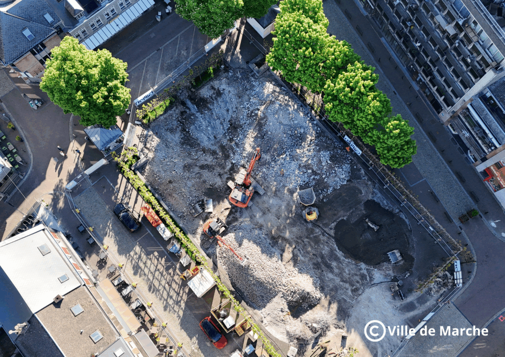 Le chantier de la place aux Foires vu d’en haut